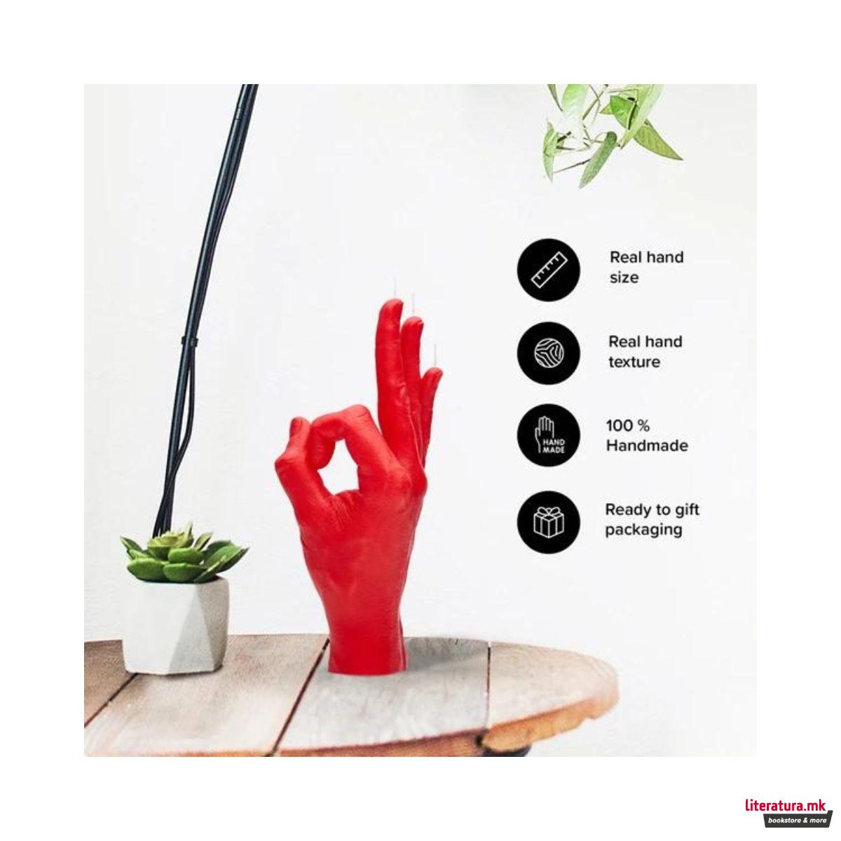 Свеќа, Hand Gesture Candles, OK, црвена 
