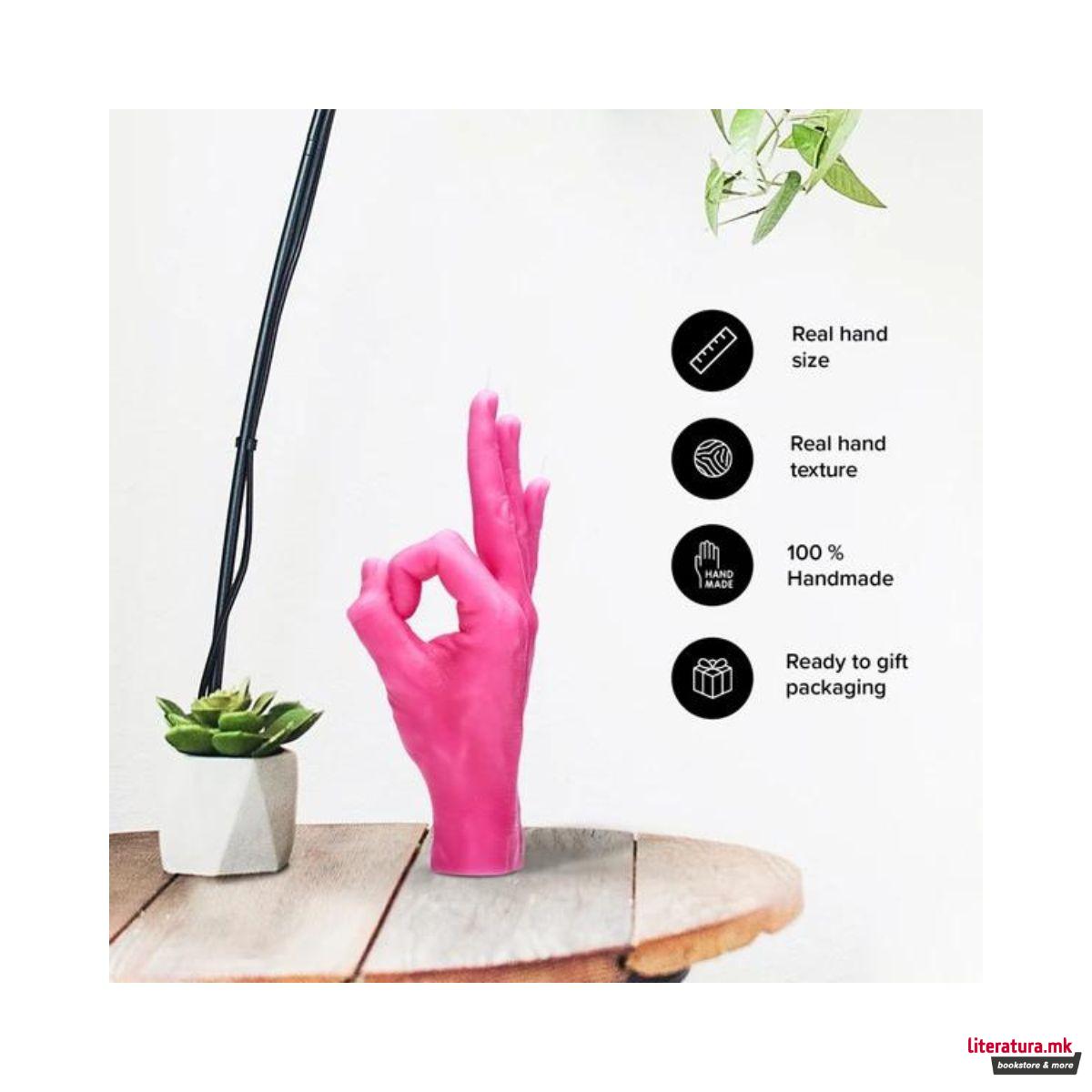 Свеќа, Hand Gesture Candles, OK, розева