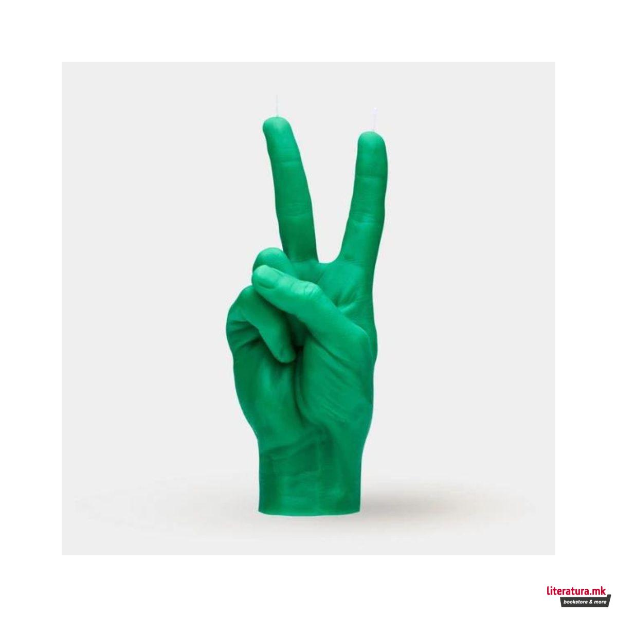 Свеќа, Hand Gesture Candles, Peace, зелена 