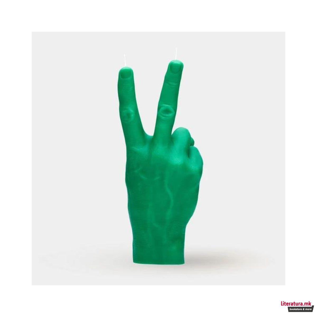 Свеќа, Hand Gesture Candles, Peace, зелена 