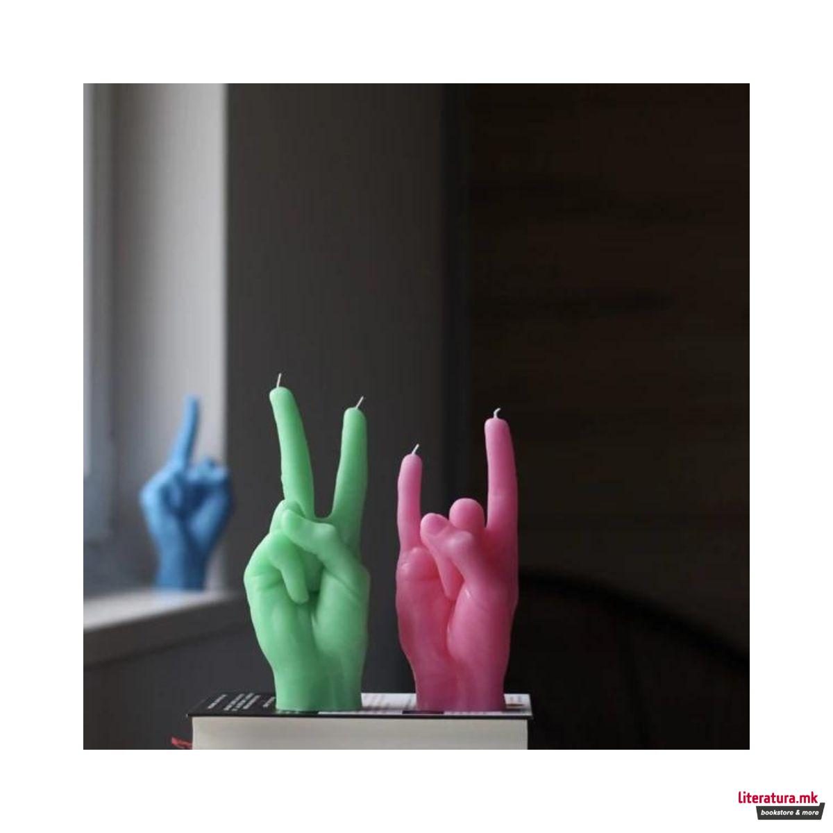 Свеќа, Hand Gesture Candles, Peace, зелена 