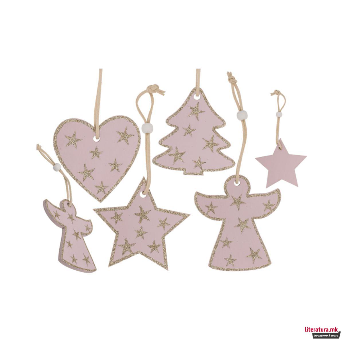 Дрвен новогодишен висечки украс 