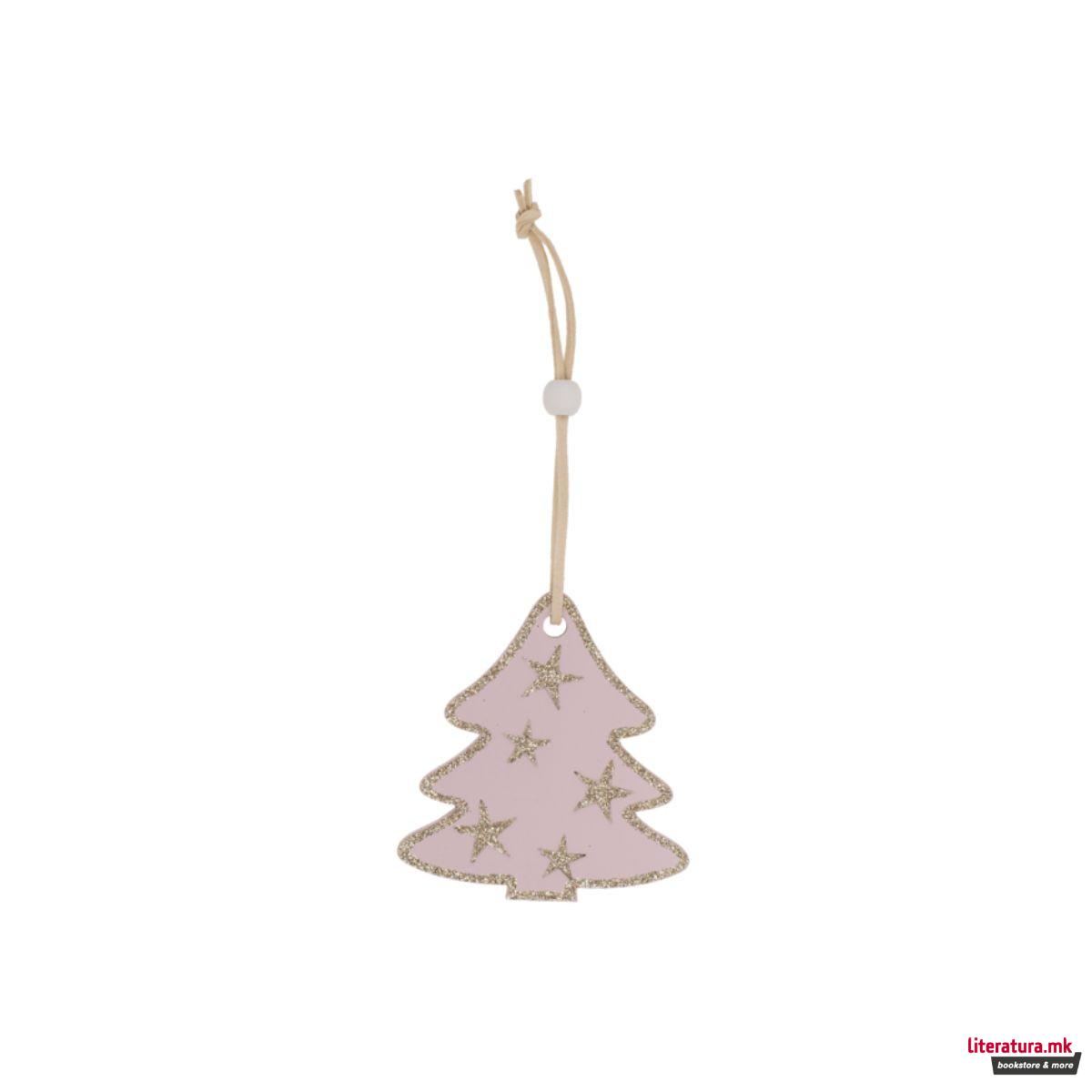 Дрвен новогодишен висечки украс 