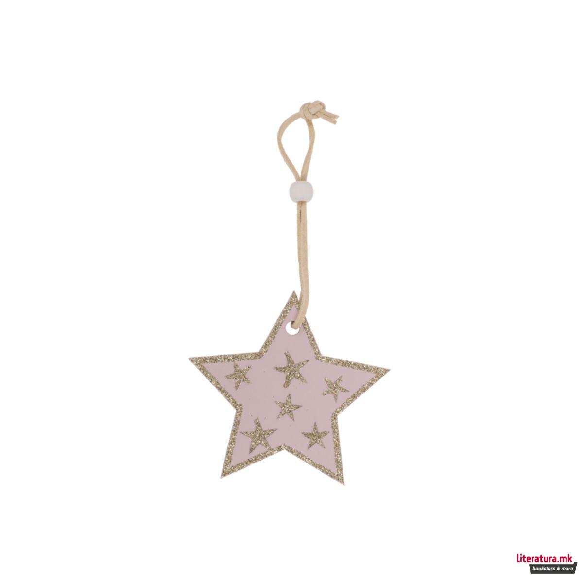 Дрвен новогодишен висечки украс 