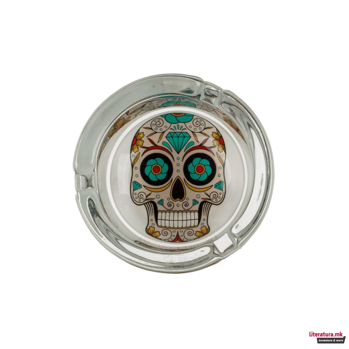 Стаклен пепелник - Coloured Skull