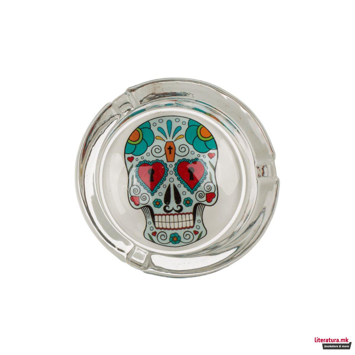 Стаклен пепелник - Coloured Skull