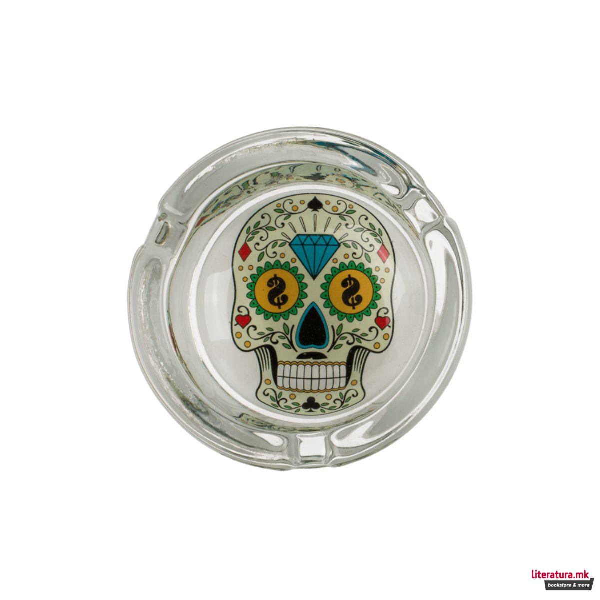 Стаклен пепелник - Coloured Skull