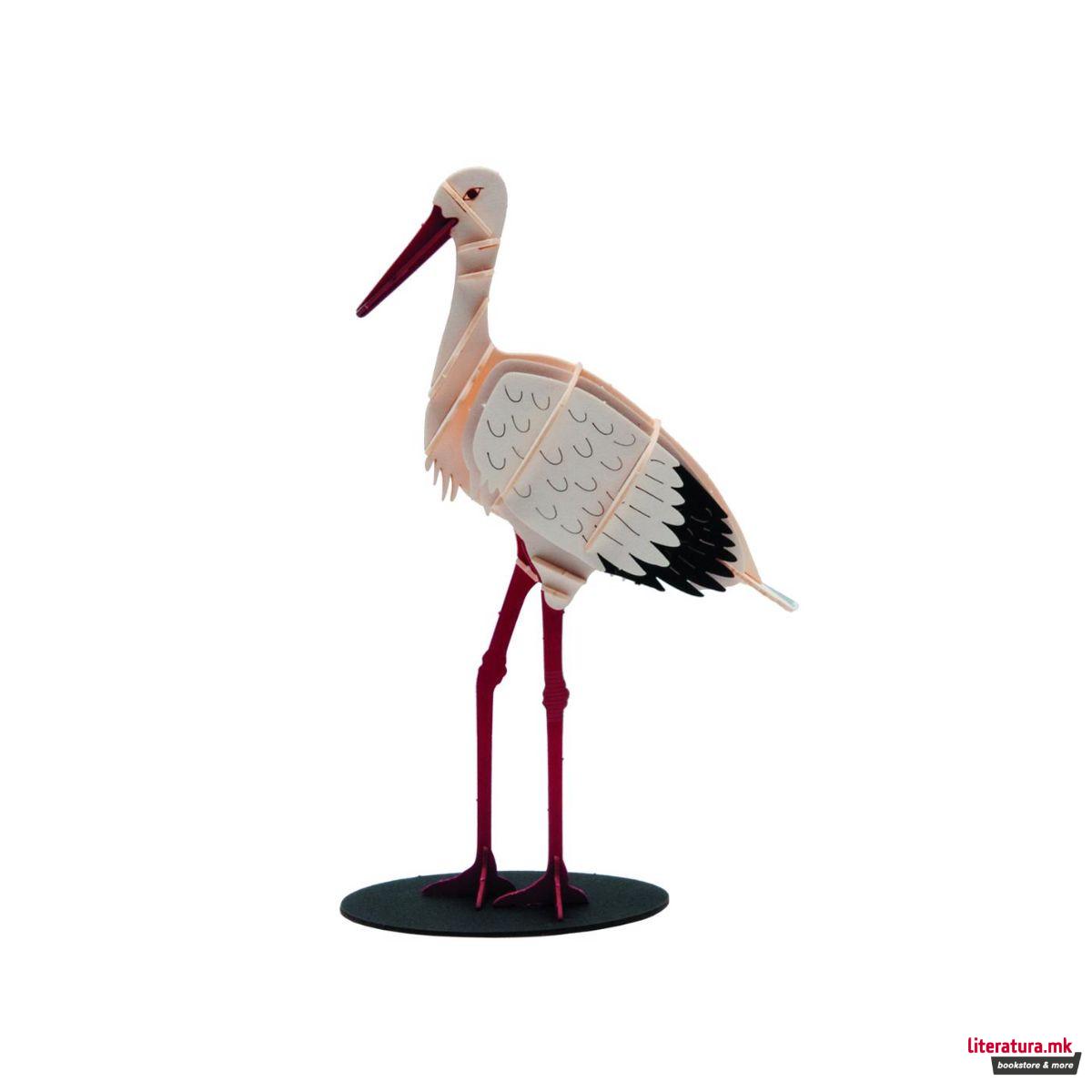 3D модел од хартија - Штрк 