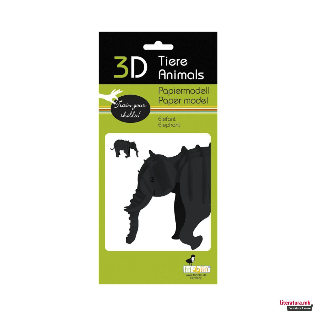 3D модел од хартија - Слон 