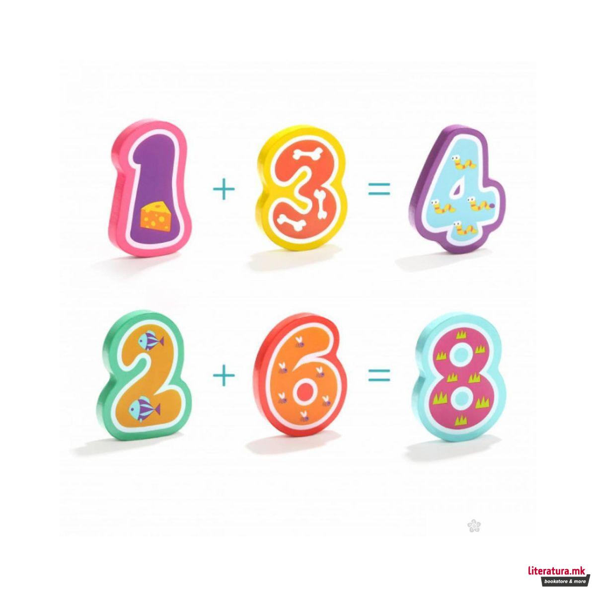 Едукативна дрвена сложувалка - Броеви и животни 