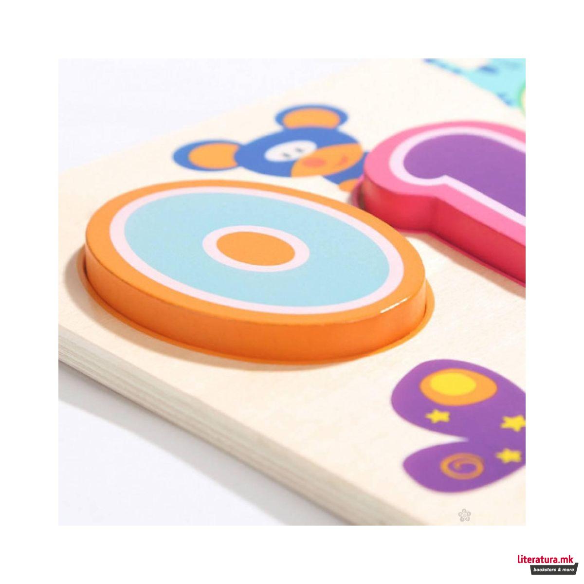 Едукативна дрвена сложувалка - Броеви и животни 