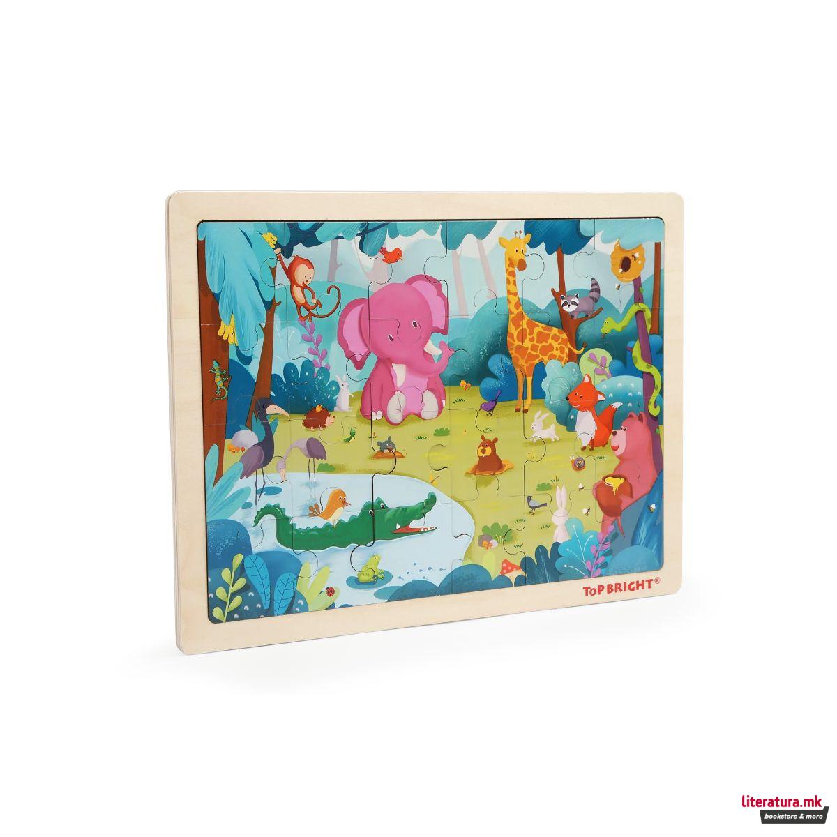 Дрвена сложувалка - Шумски животни, 24 парчиња 