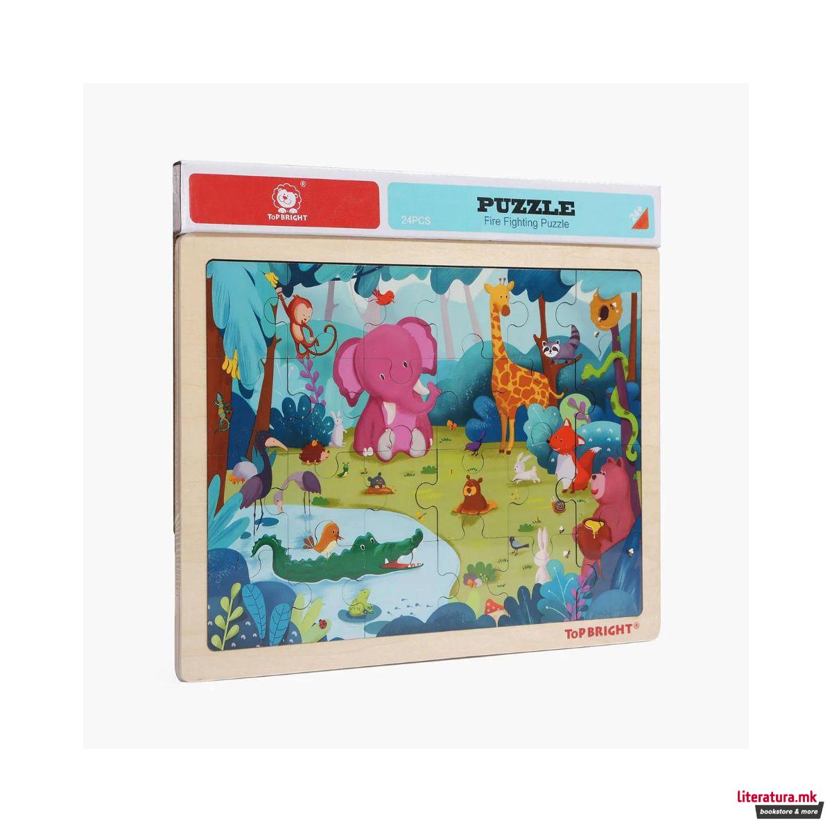 Дрвена сложувалка - Шумски животни, 24 парчиња 