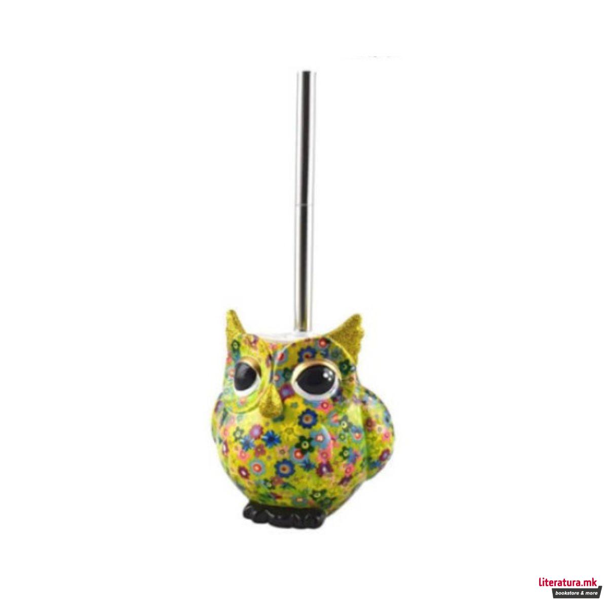 Држач за четка за во тоалет, Olive, зелен со цветчиња 