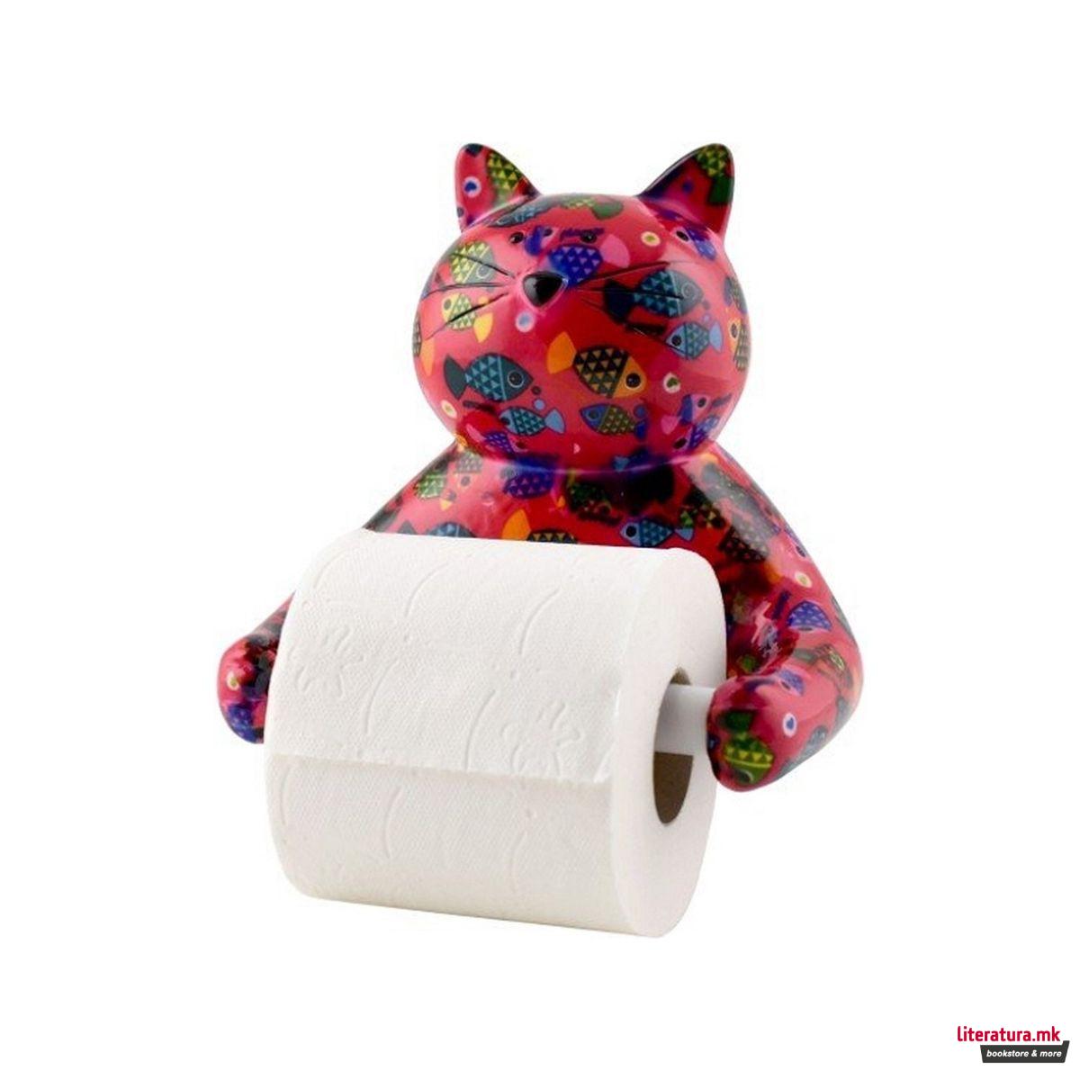 Држач за тоалетна хартија, Caramel, розев со рипчиња 