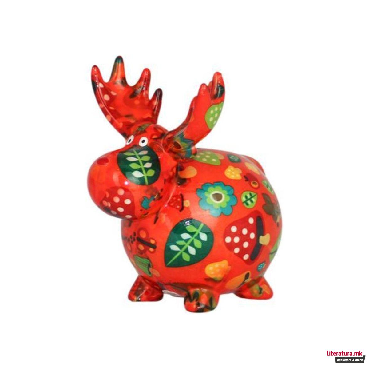 Касичка за пари, Randolph, портокалова со зелени лисја, М 