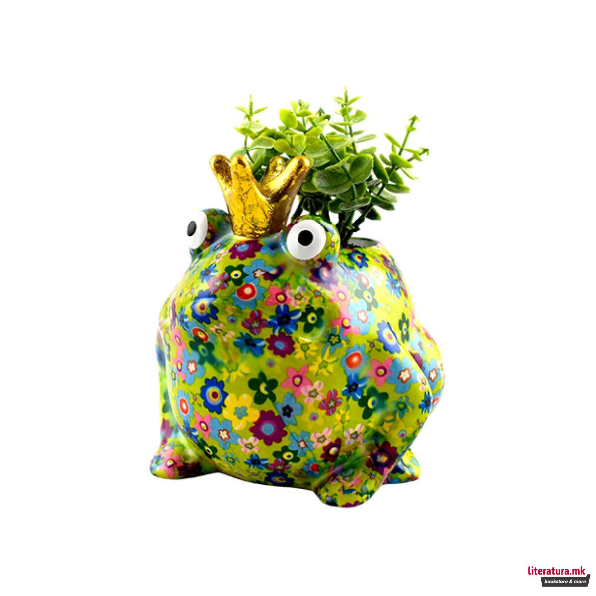 Саксија за цвеќе, Freddy, зелена со цветчиња, М 