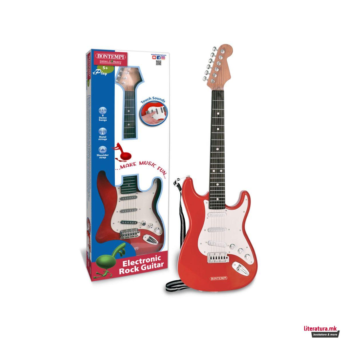 Електронска рок гитара, iPlay, црвено-црна, 67 cm