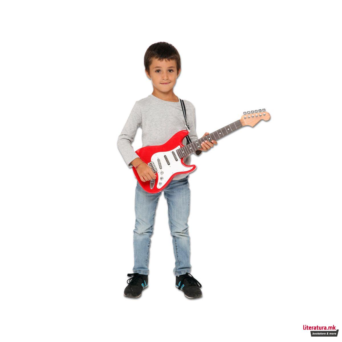 Електронска рок гитара, iPlay, црвено-црна, 67 cm