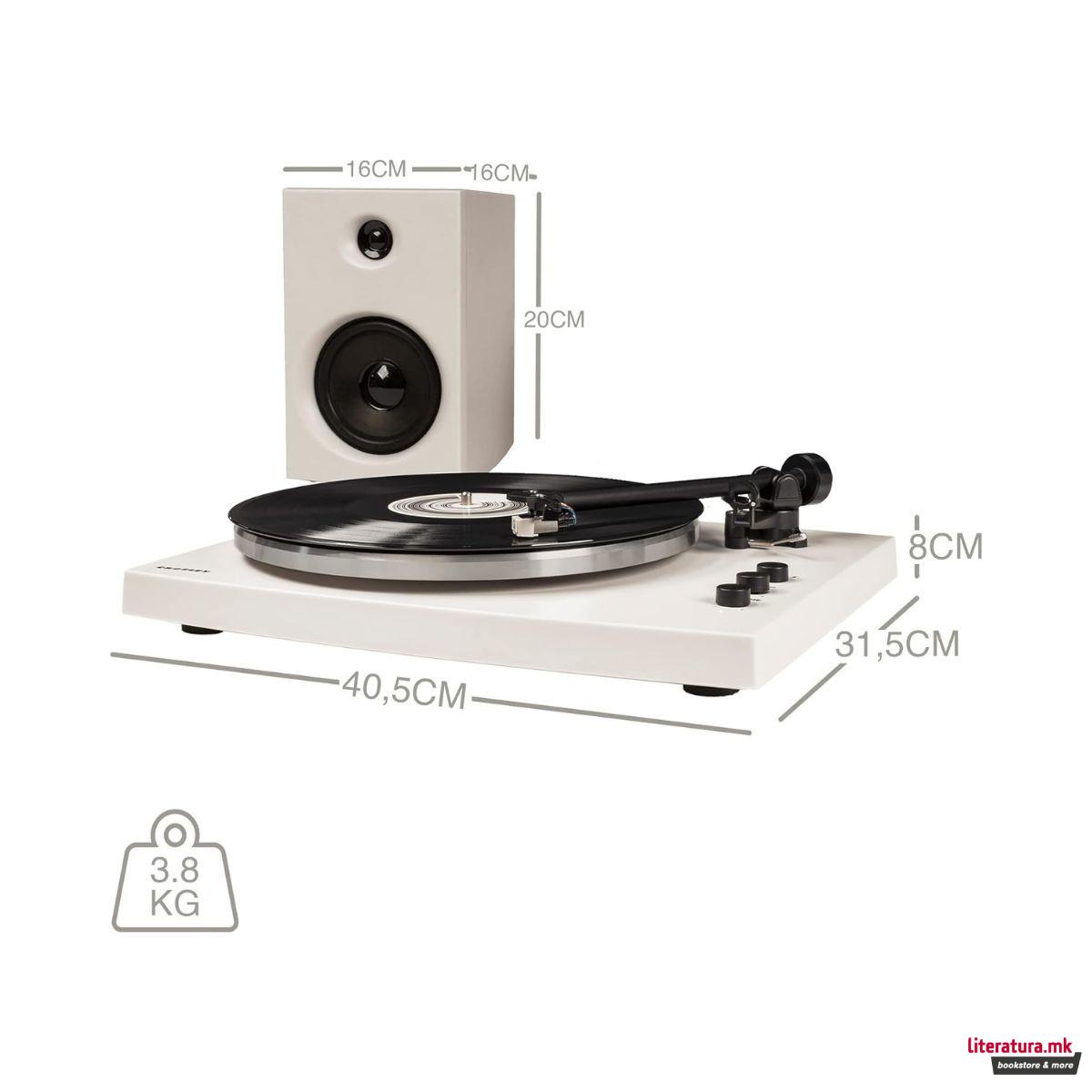 Грамофон со звучници, Crosley T150 White 