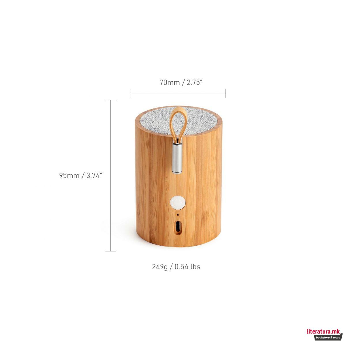 Bluetooth звучник, Drum Light, бамбус 