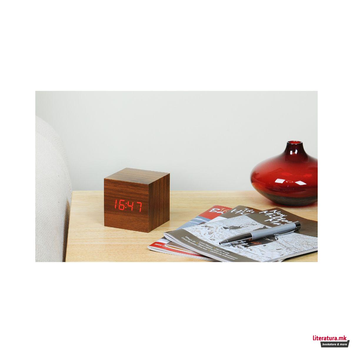 Часовник, Wooden Cube Click Clock , дрво-орев 