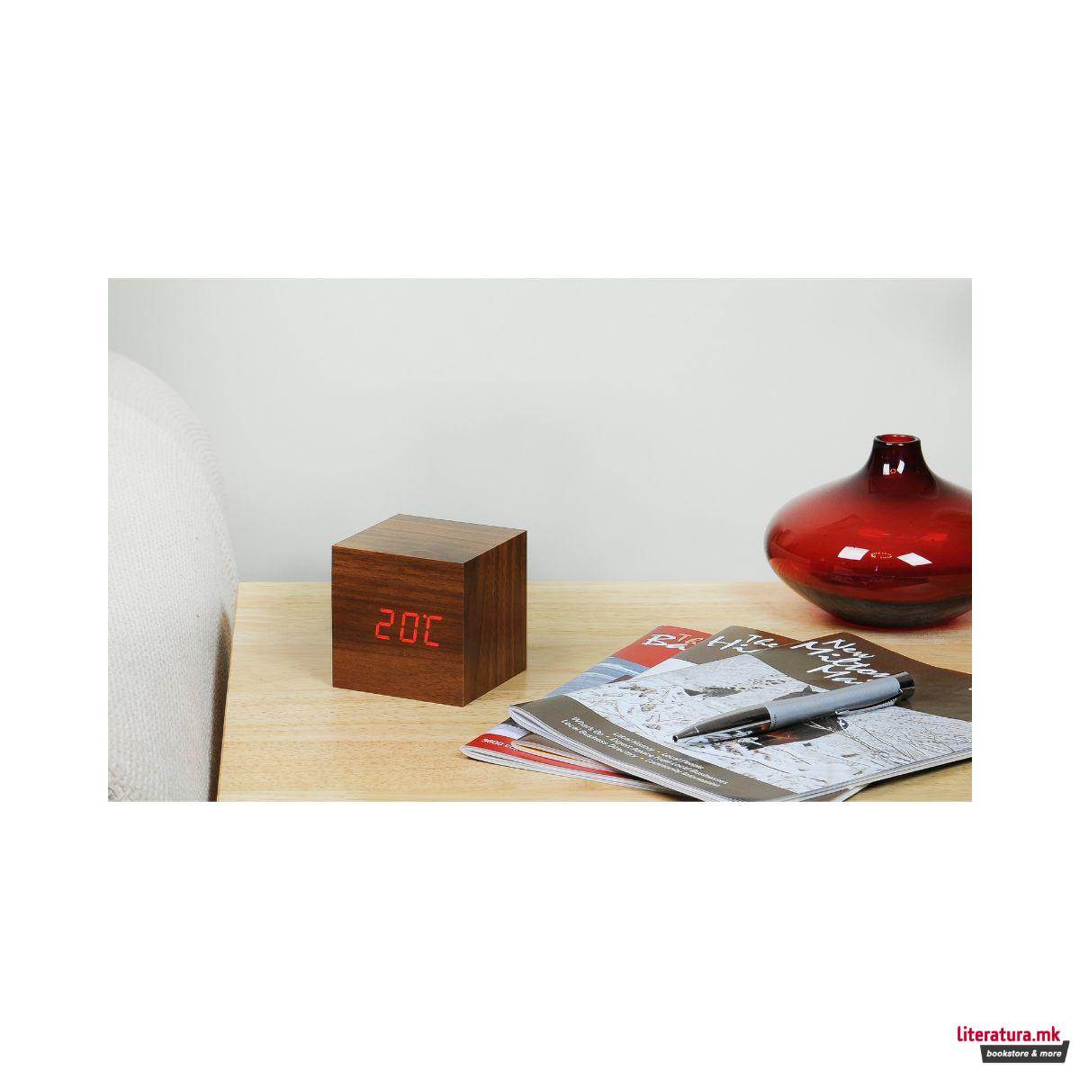 Часовник, Wooden Cube Click Clock , дрво-орев 