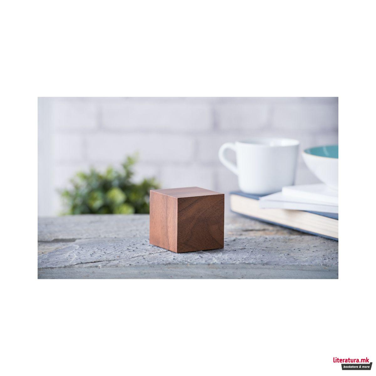 Часовник, Wooden Cube Click Clock , дрво-орев 