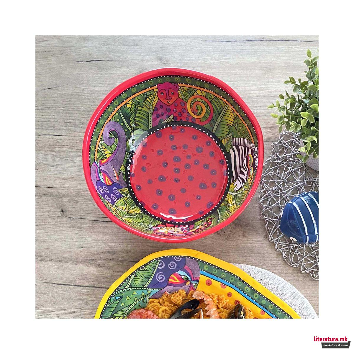 Длабок сад за салата, Laurel Burch - Jungle, црвен 