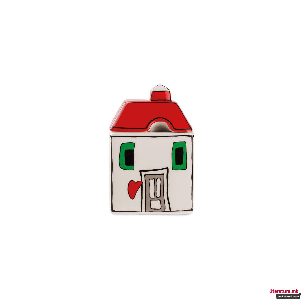 Сет од 2 шолји и сад за шеќер, Le Casette, црвени