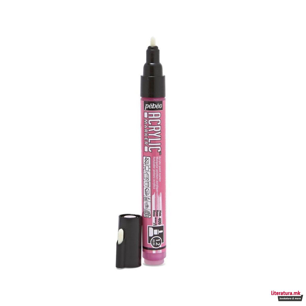 Акрилен маркер, Pebeo, Acrylic Marker 1.2mm - Pink 