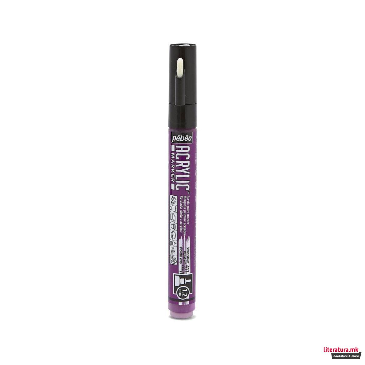 Акрилен маркер, Pebeo, Acrylic Marker 1.2mm - Bright Violet 