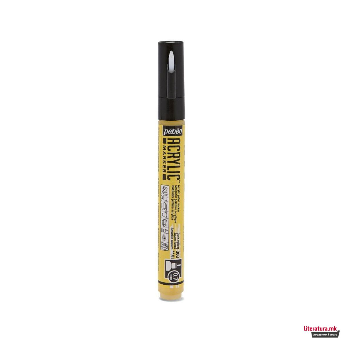 Акрилен маркер, Pebeo, Acrylic Marker 0.7mm - Dark Yellow 