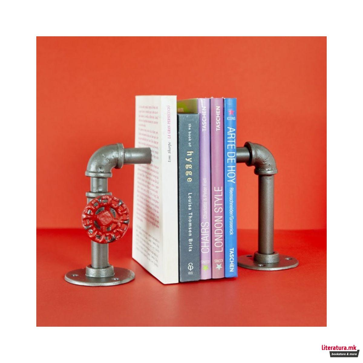 Метален држач за книги - двоен, Pipeline 