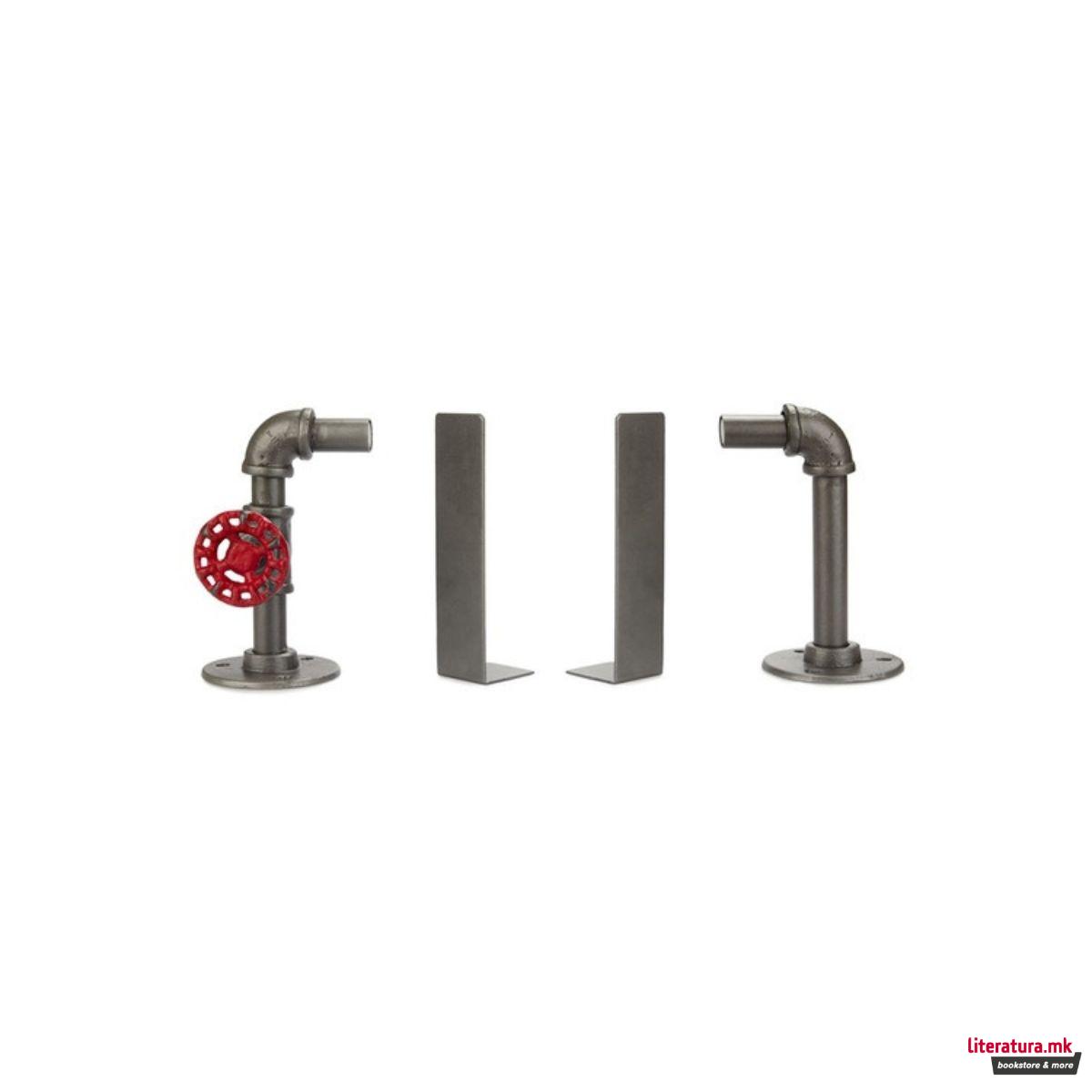 Метален држач за книги - двоен, Pipeline 