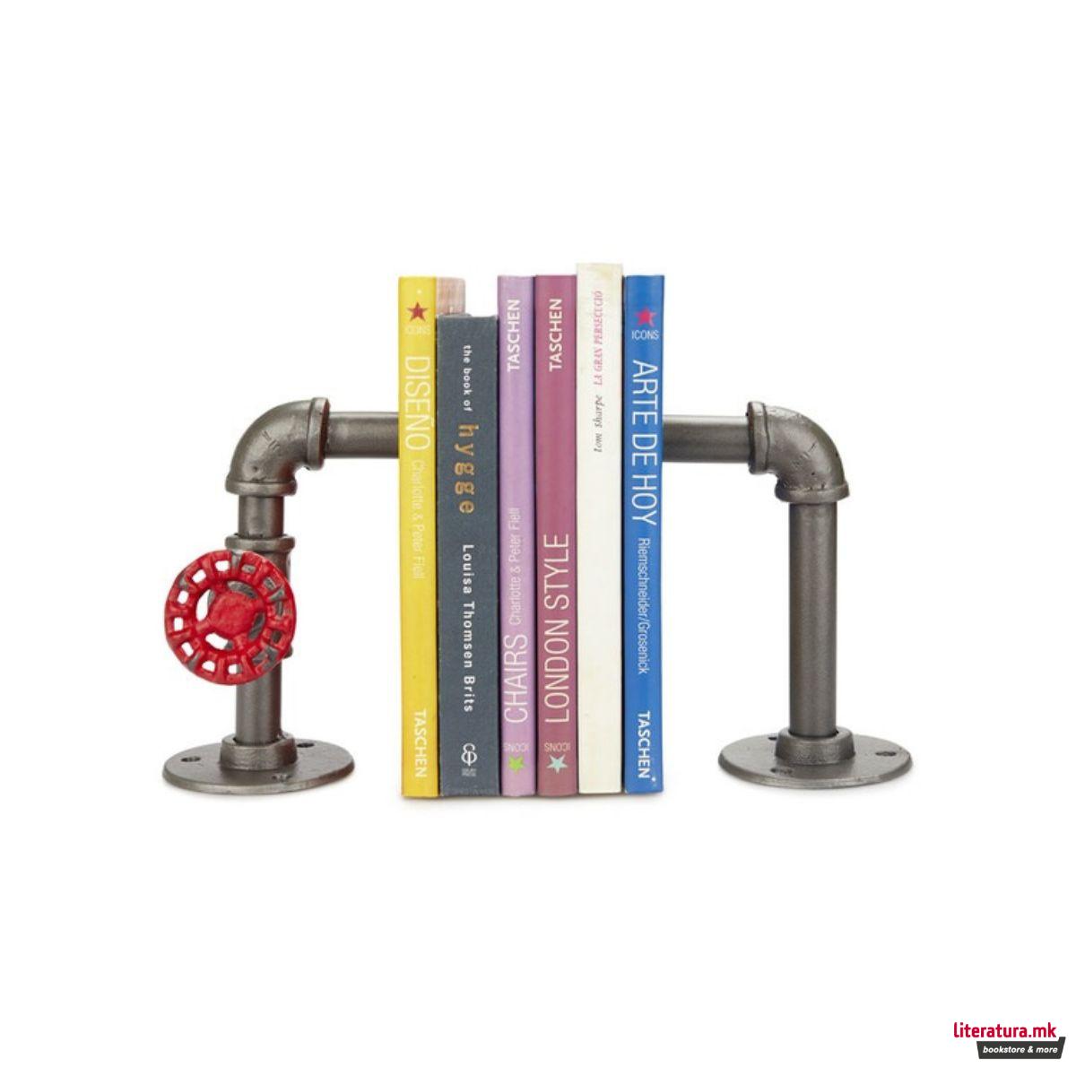 Метален држач за книги - двоен, Pipeline 