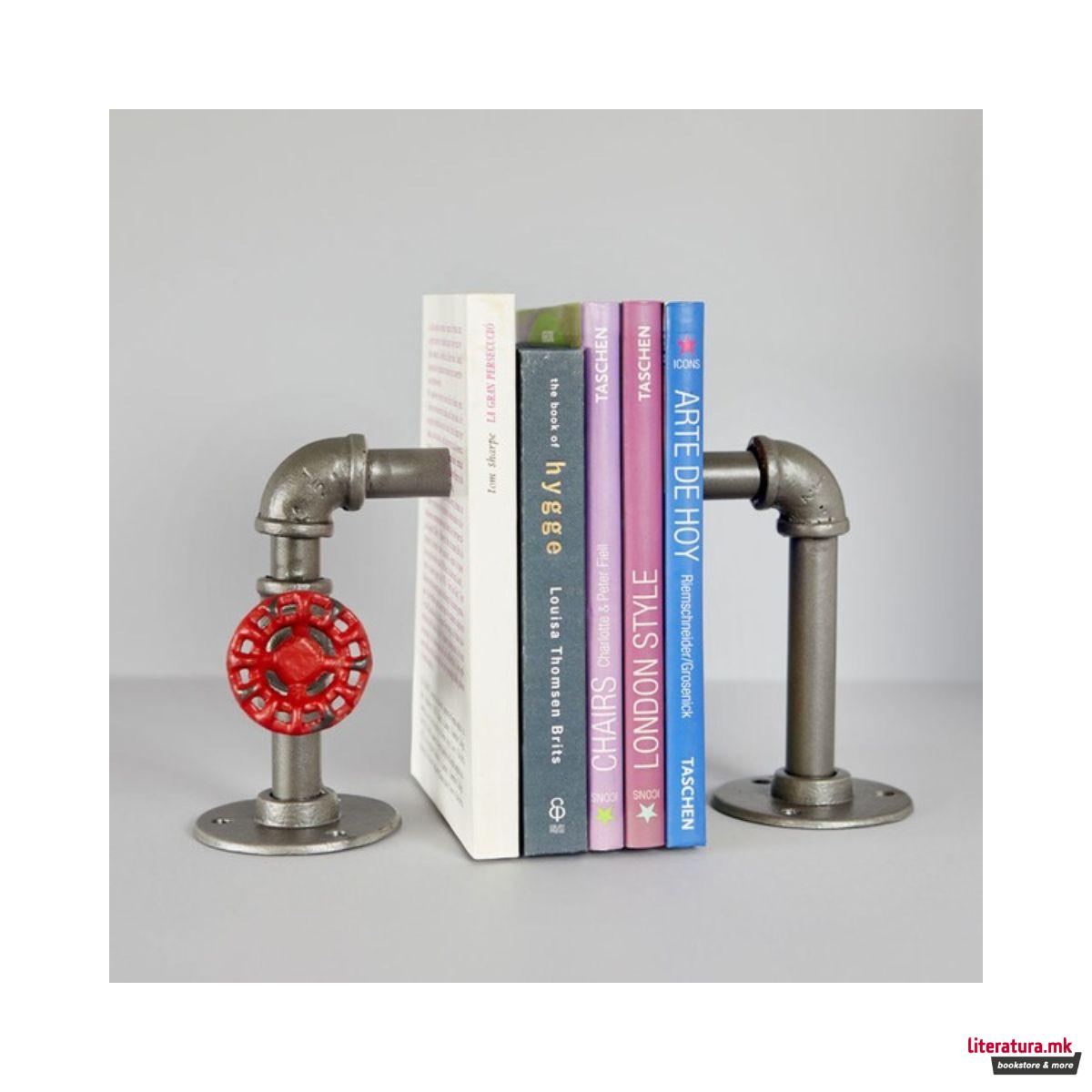 Метален држач за книги - двоен, Pipeline 