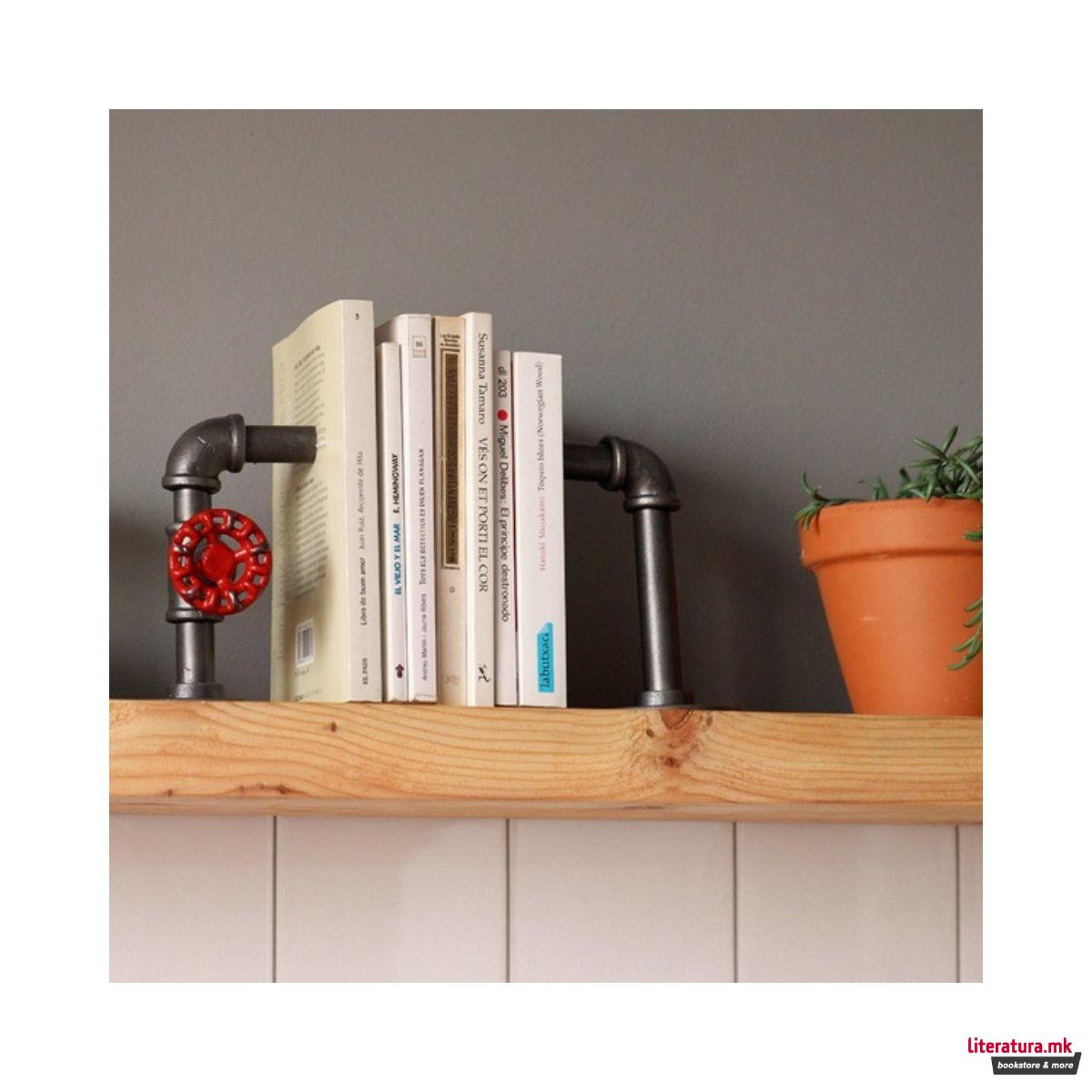 Метален држач за книги - двоен, Pipeline 