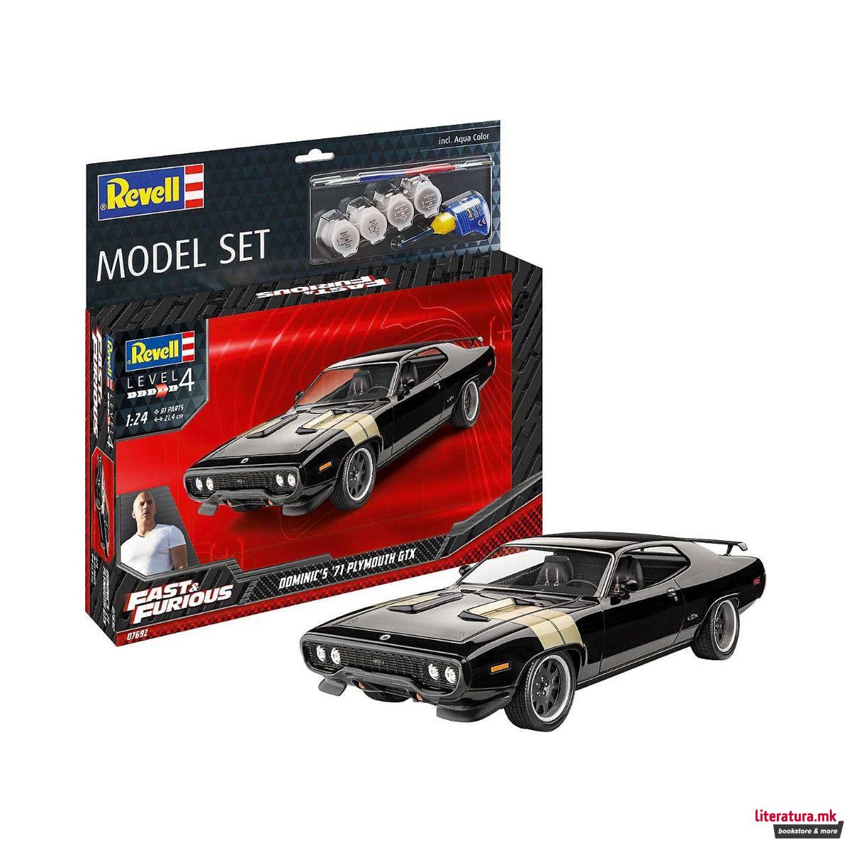 Сет макета + бои, Fast &Furious - Dominic's 1971 Plymouth GTX, 1:24 
