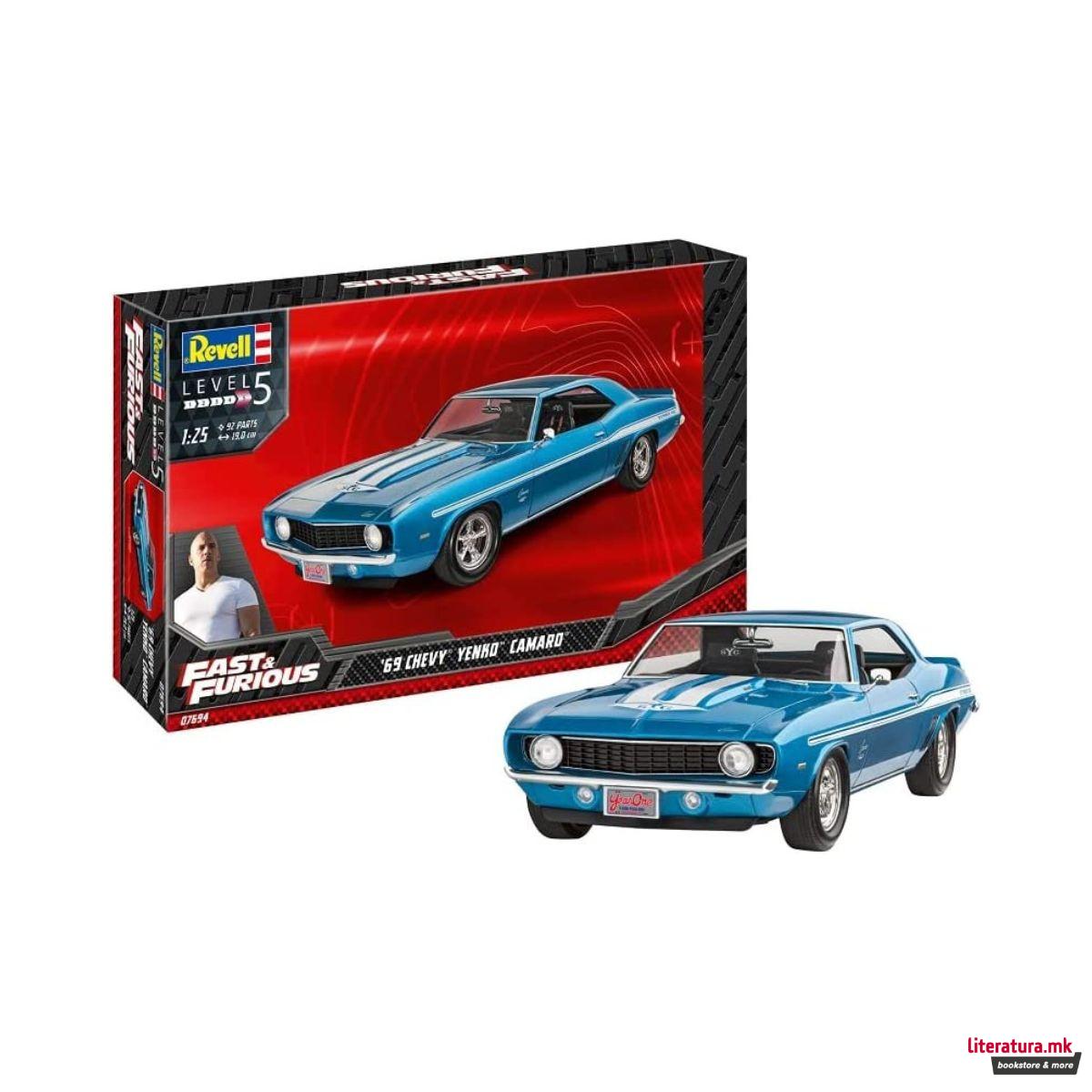 Сет макета + бои, Fast &Furious - 1969 Chevy Camaro Yenko, 1:24 