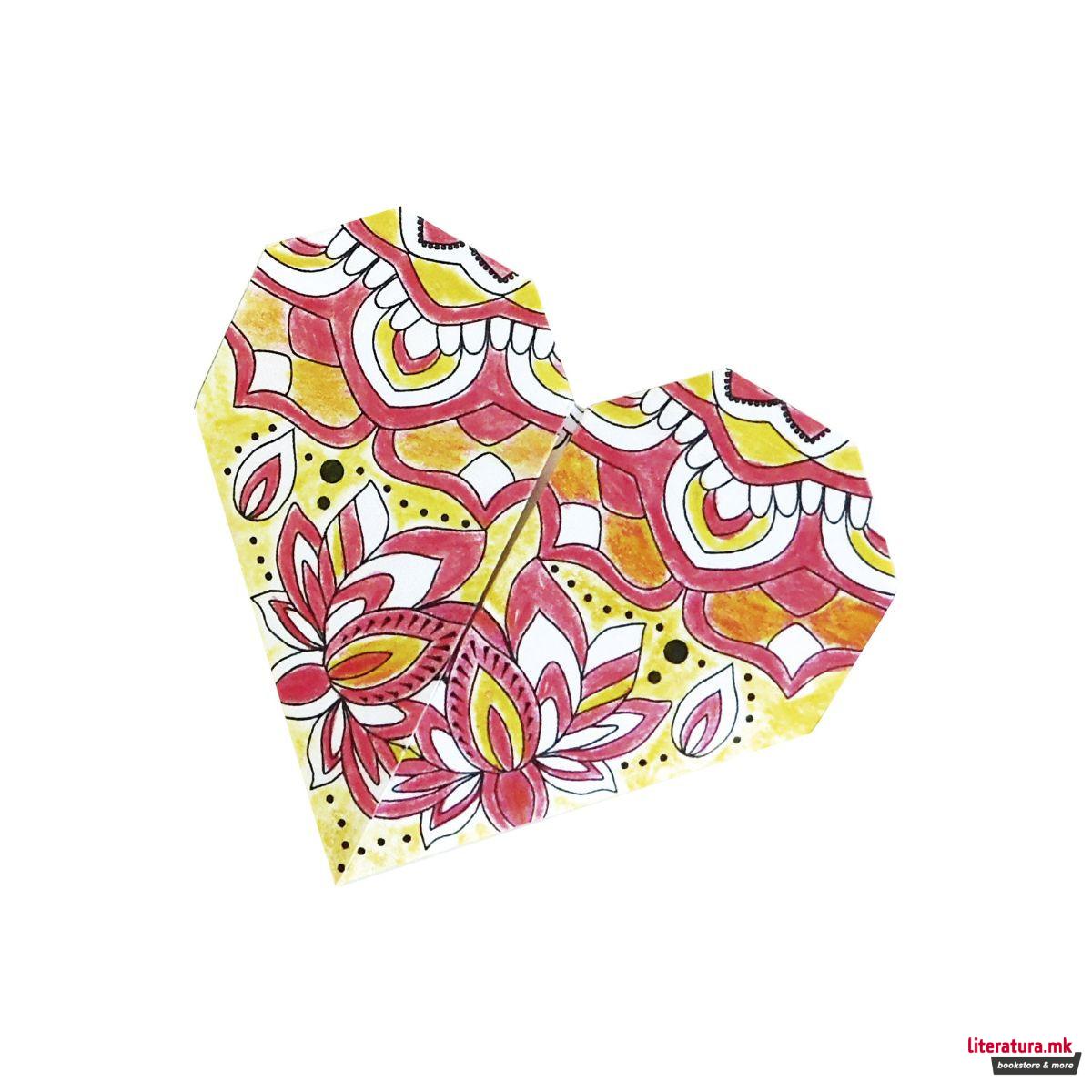 Оригами со мандала за боење - Срциња, 15 x 15 cm 