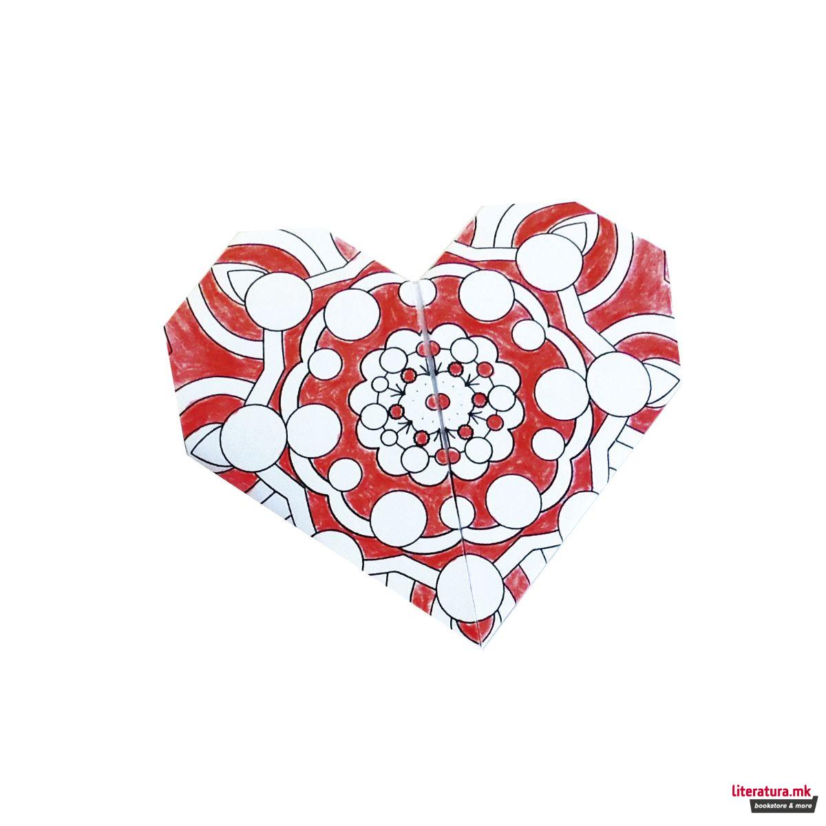 Оригами со мандала за боење - Срциња, 15 x 15 cm 