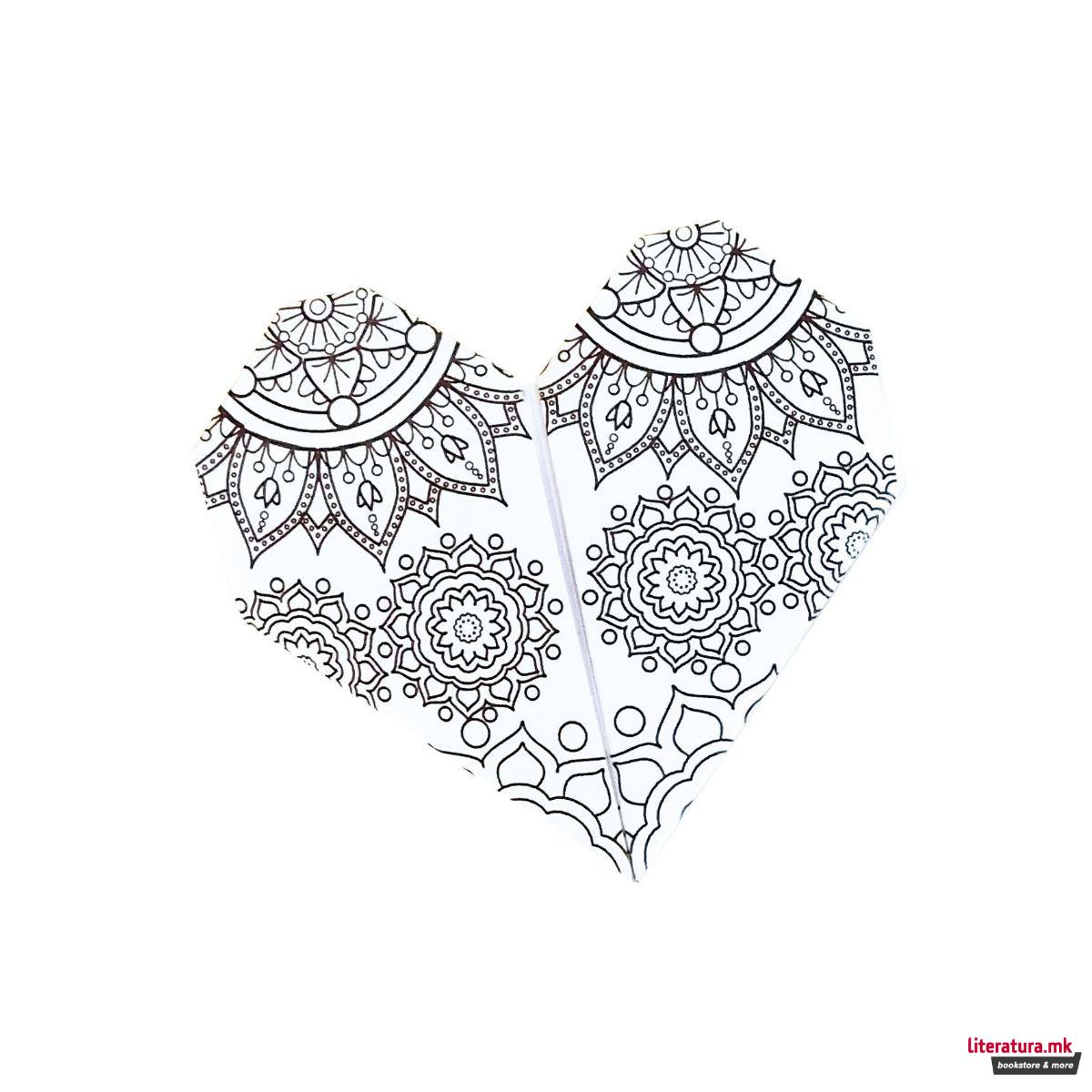 Оригами со мандала за боење - Срциња, 15 x 15 cm 