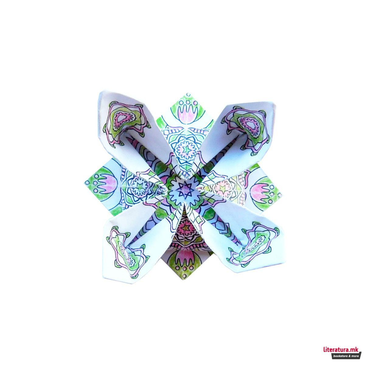 Оригами со мандала за боење - Лотос, 15 x 15 cm 