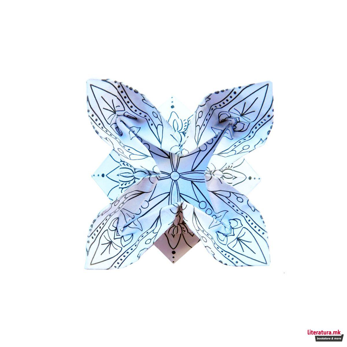 Оригами со мандала за боење - Лотос, 15 x 15 cm 