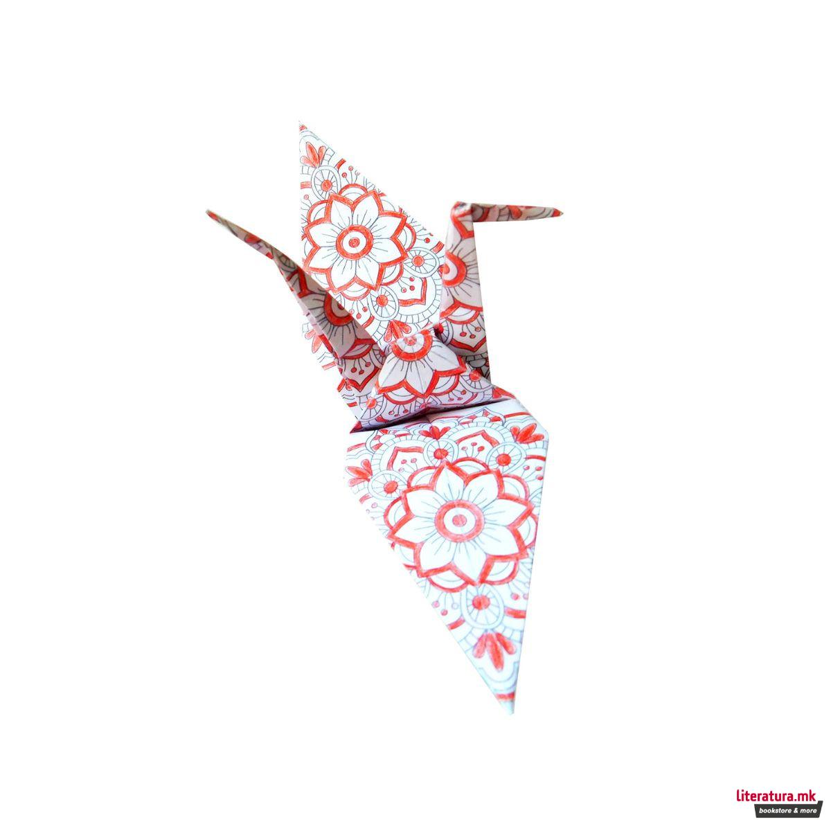 Оригами со мандала за боење - Жерави, 15 x 15 cm 