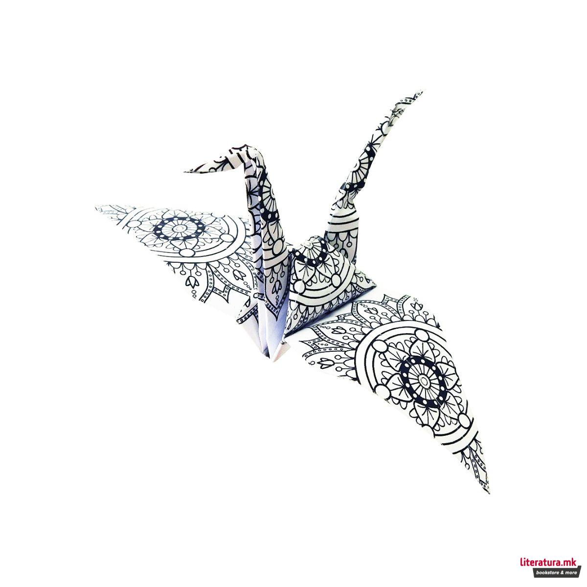 Оригами со мандала за боење - Жерави, 15 x 15 cm 