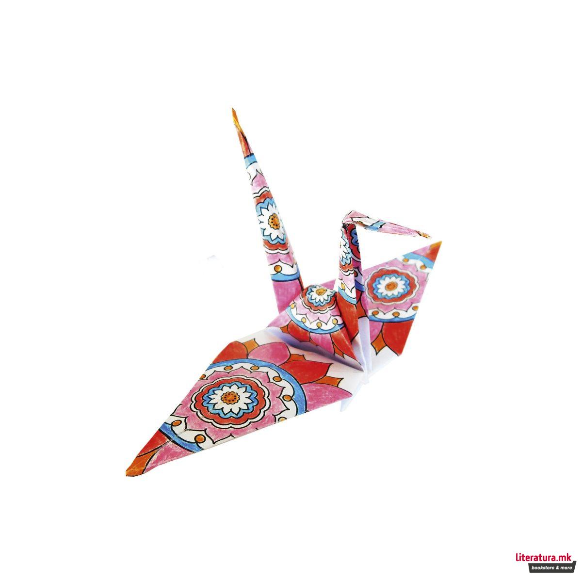 Оригами со мандала за боење - Жерави, 15 x 15 cm 