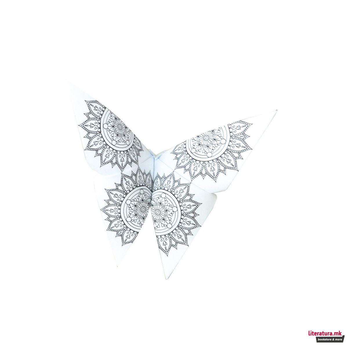 Оригами со мандала за боење - Пеперутки, 15 x 15 cm 