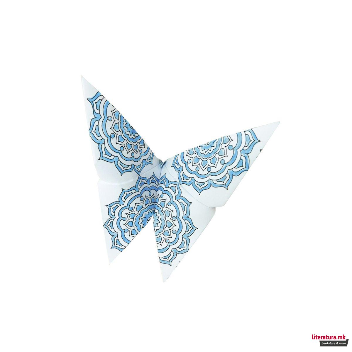 Оригами со мандала за боење - Пеперутки, 15 x 15 cm 